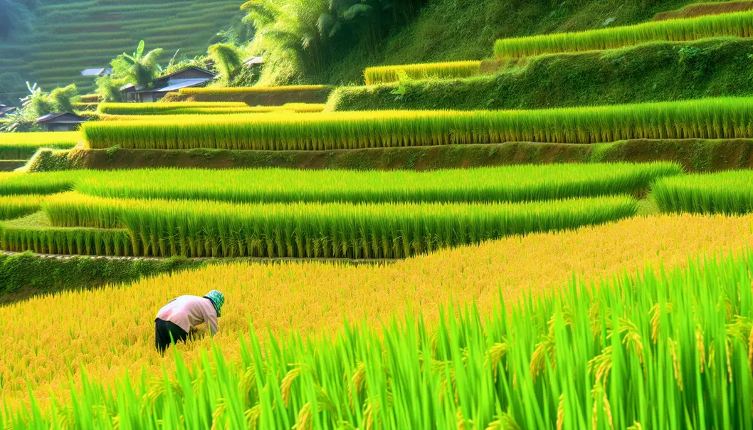 Cánh đồng lúa tại Mường La với giống lúa khỏe mạnh từ Lân Tuyển.