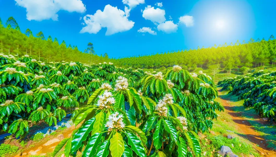 Cánh đồng cà phê tại Mai Sơn được chăm sóc với chế độ phân bón hợp lý.