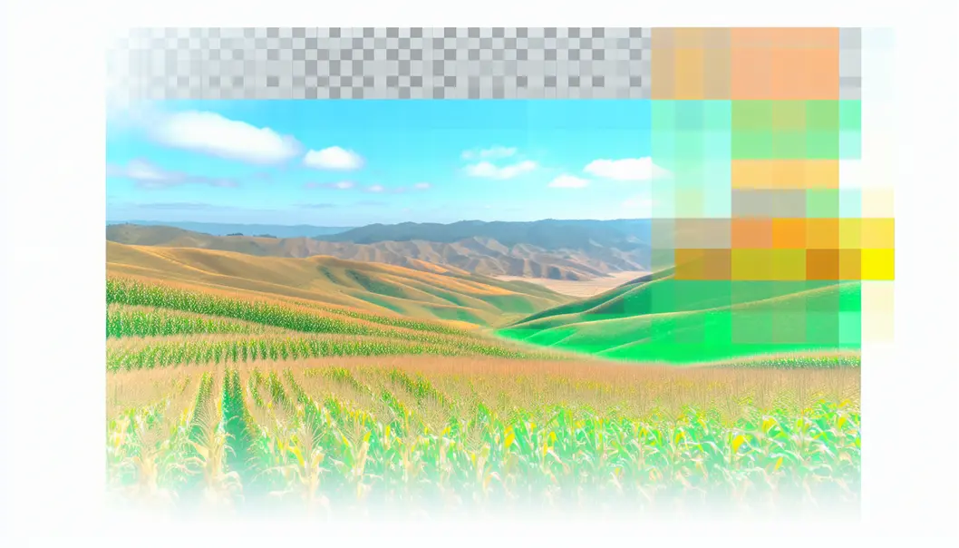 Corn fields stretching across hilly terrain in Mai Son.