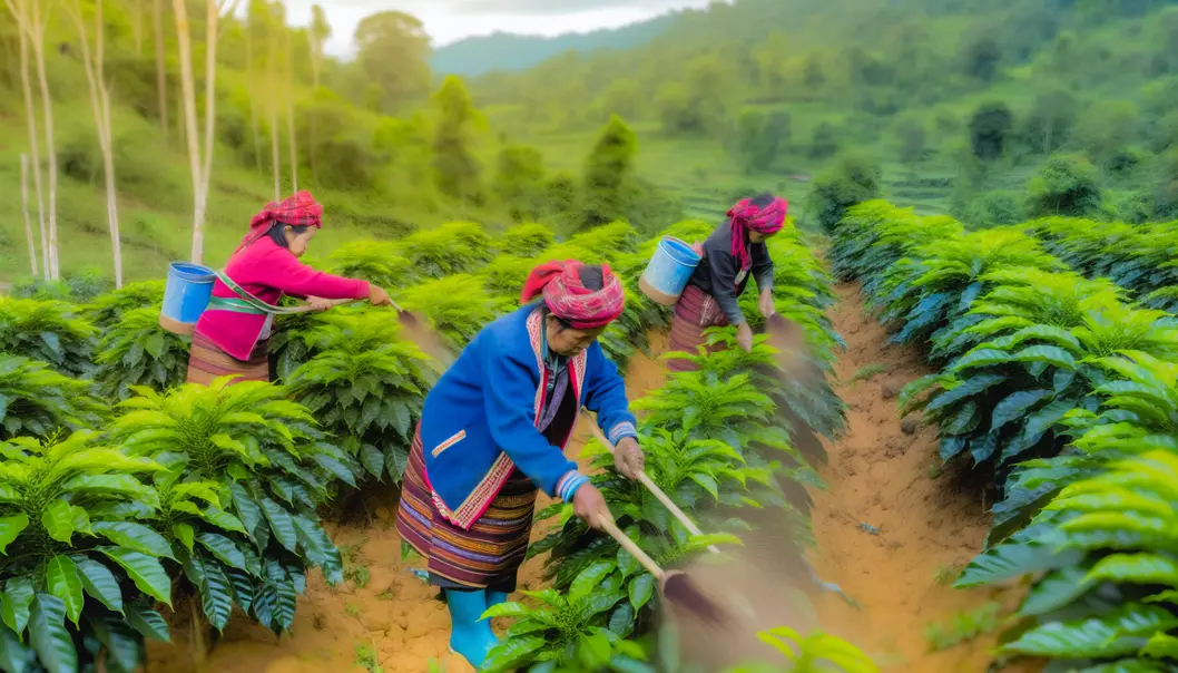 Cây cà phê tại Mai Sơn phát triển tốt nhờ phân bón NPK.