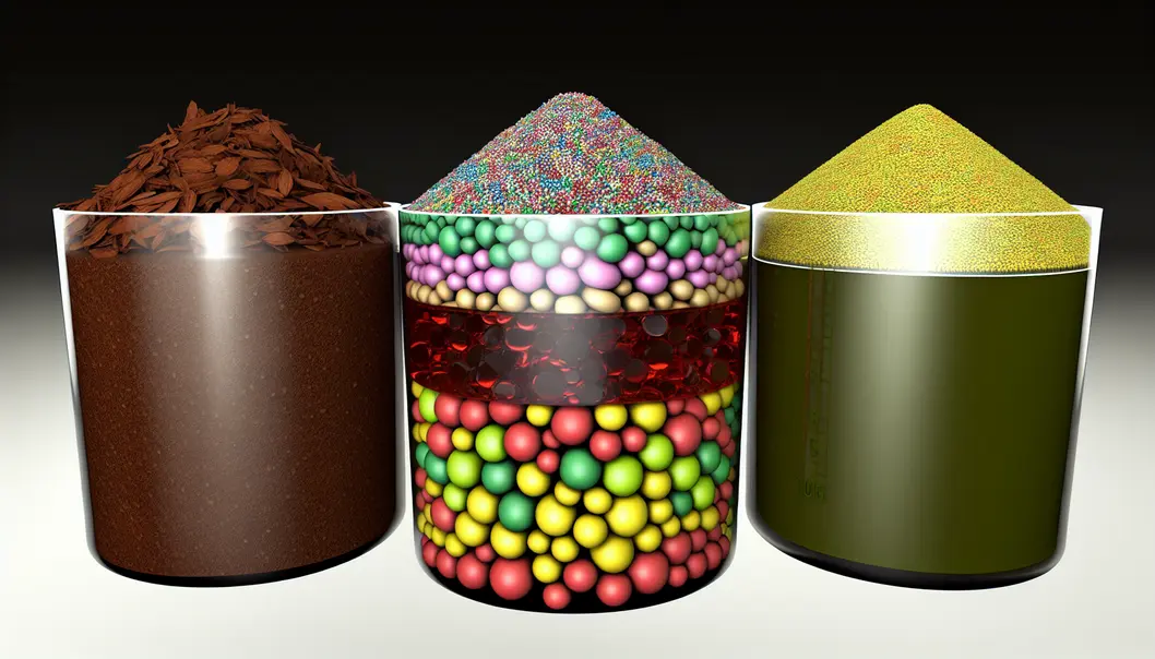 Illustration showcasing different types of fertilizers with nutrient labels.