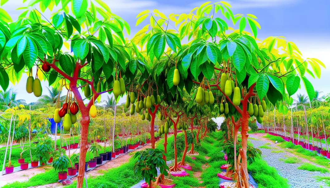 Ảnh một ngọn đồi xanh mướt với các cây ăn quả tại Hát Lót, Sơn La.