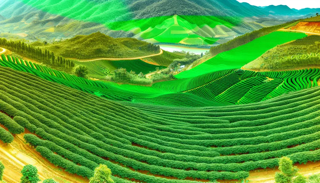 Vast coffee plantation landscape in Huyện Mai Sơn, illustrating successful growth.