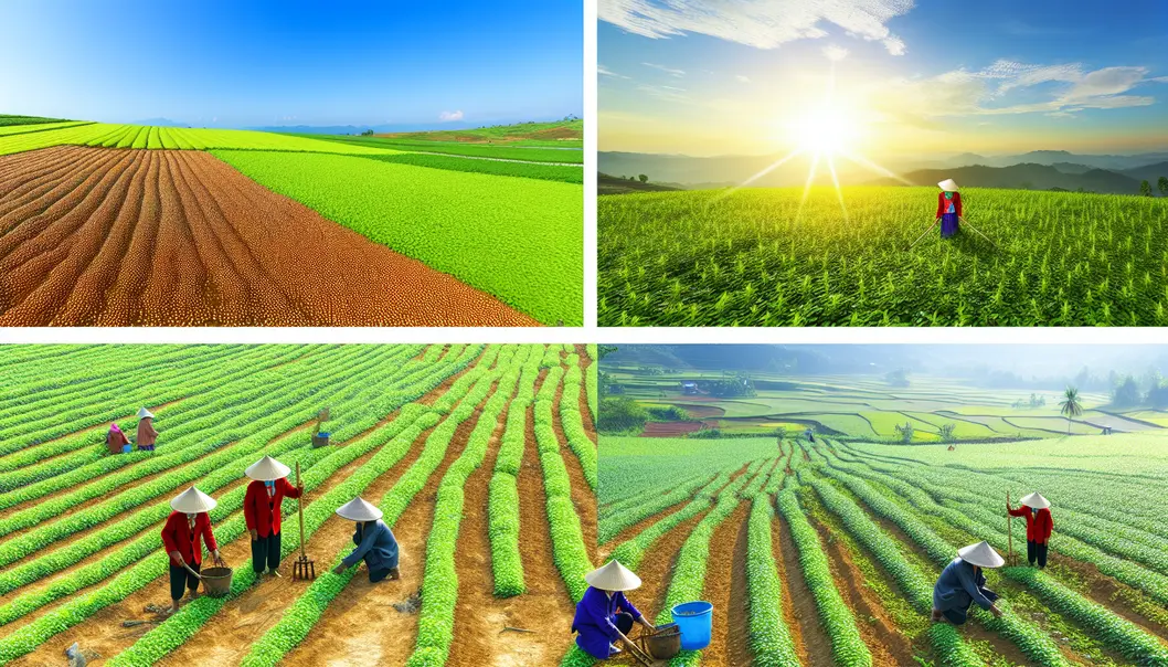 Lush green fields under the summer sun at Mộc Châu.