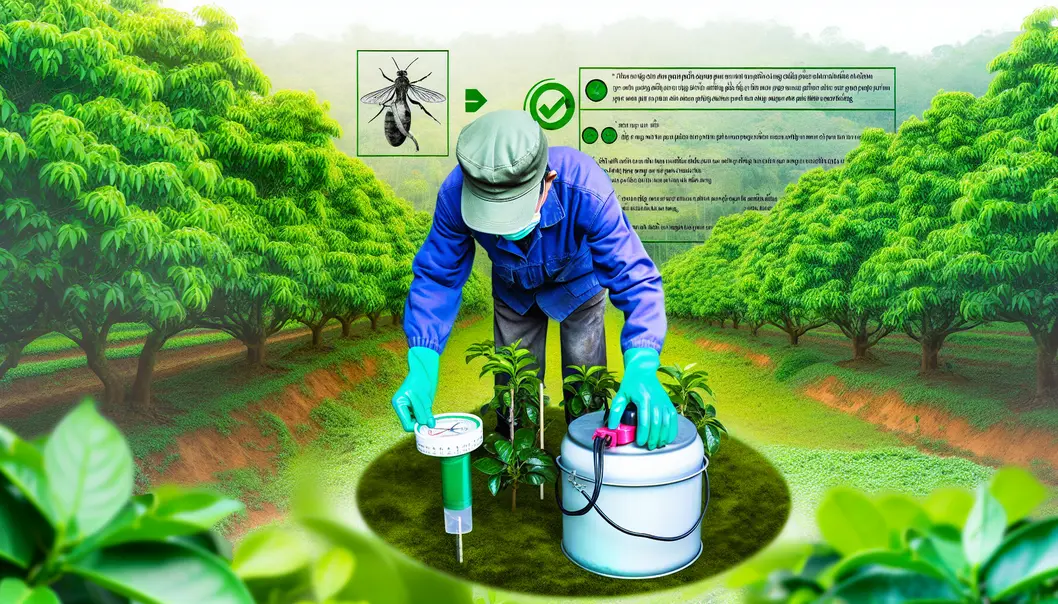 Nông dân chăm sóc vườn cây ăn quả tại Mộc Châu với sự hỗ trợ từ sản phẩm của Lân Tuyển.