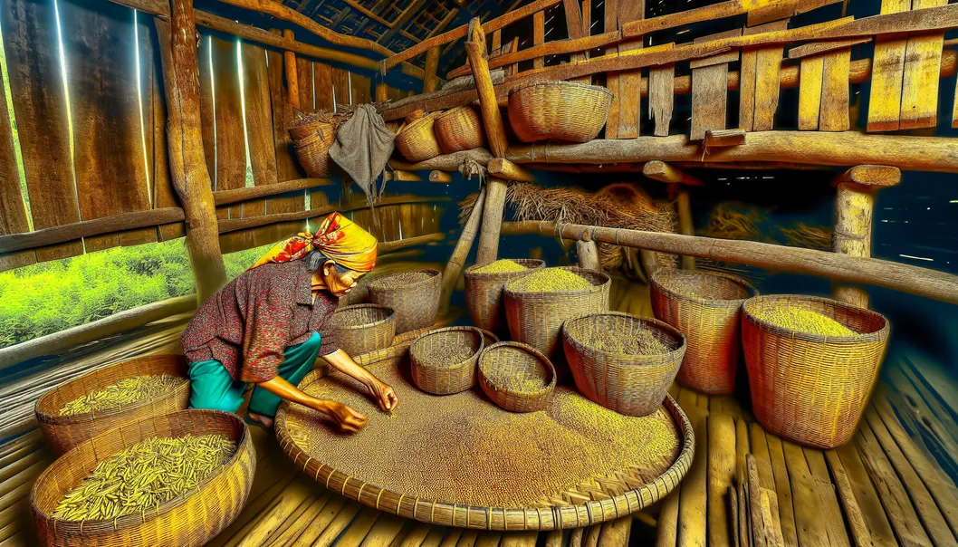 Nông dân ở Sơn La đang chọn hạt giống cho mùa hè.